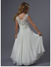 Boho Beach Lace Chiffon Floor Length Wedding Flower Girl Dress 